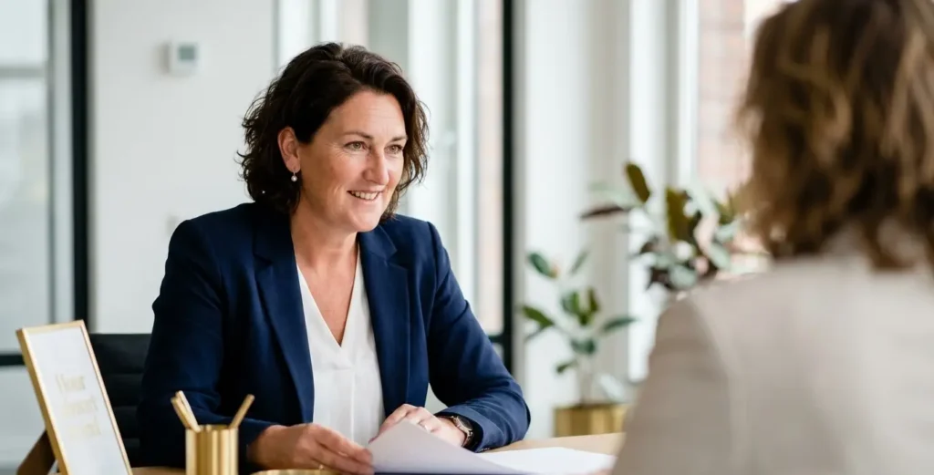 Marleen in gesprek met een client