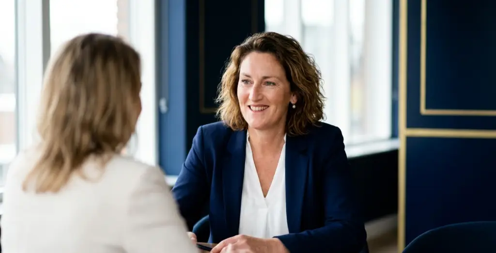 Marleen in gesprek met een client